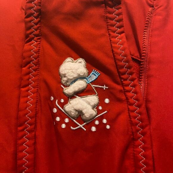 Teddy's Choice Red White Faux Fur Trimmed 1-Piece Warm Hooded Toaster Snow Suit - Picture 5 of 10